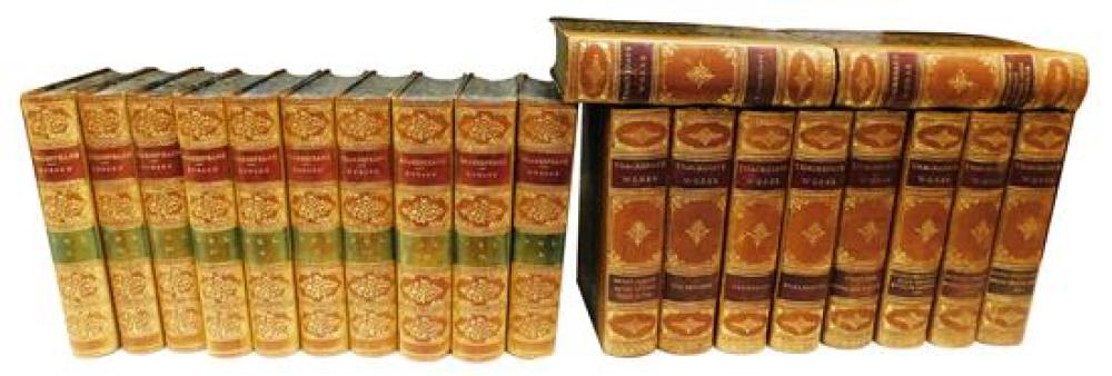 Appraisal: BOOKS Thackeray's Works and Shakespeare twenty leather bound with marbleized