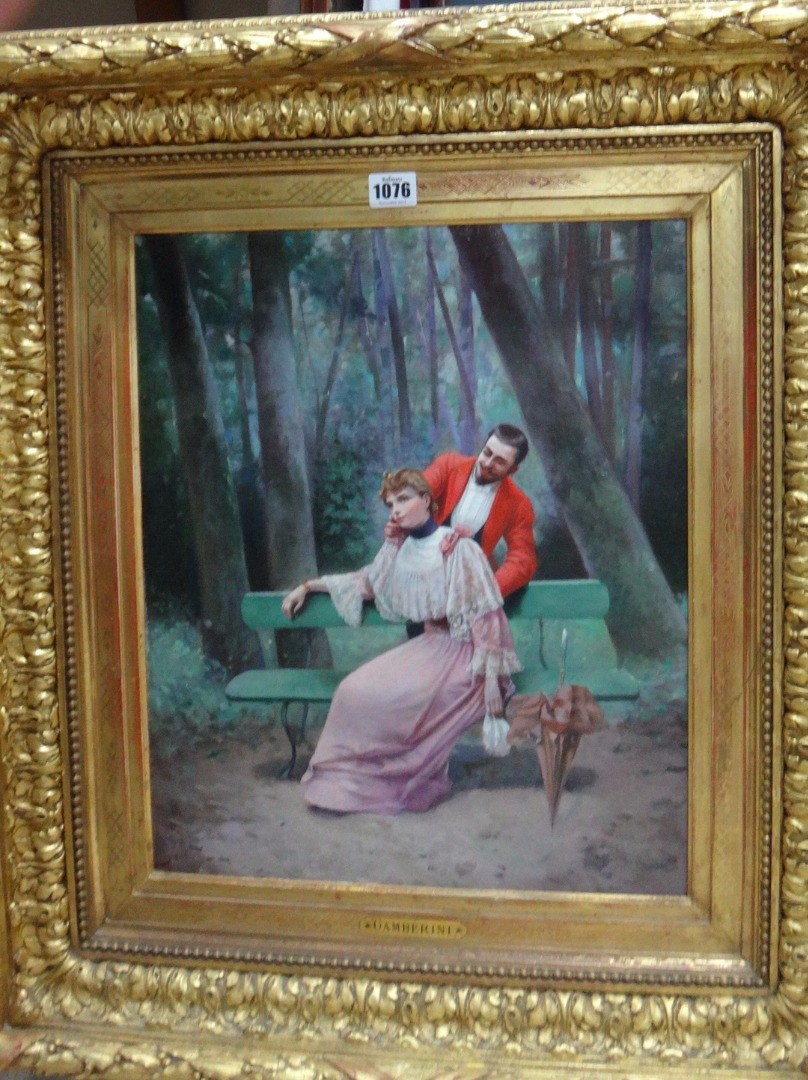 Appraisal: Giovacchino Gamberini - Courting couple oil on canvas signed cm