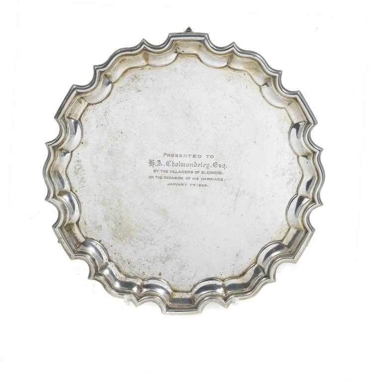 Appraisal: A GEORGE V SALVER with crisply moulded pie crust border