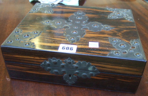 Appraisal: A Victorian coromandel and metal mounted writing box with fitted