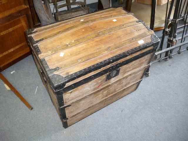 Appraisal: AN IRON BOUND DOME TOP TRUNK wide