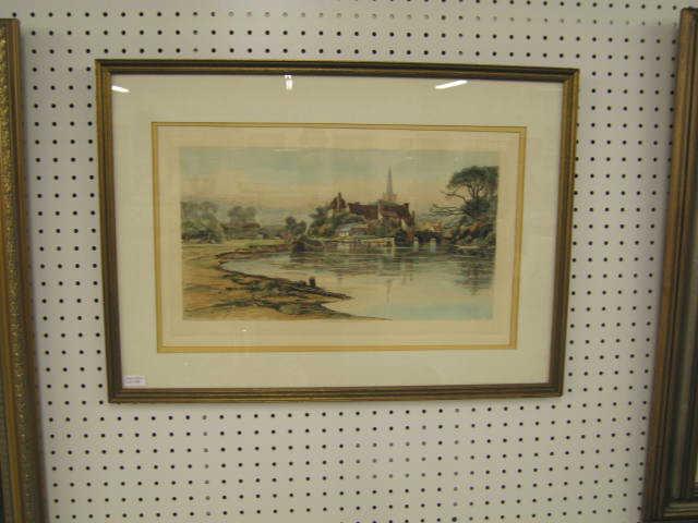 Appraisal: Victorian Engraving of a Harbor x