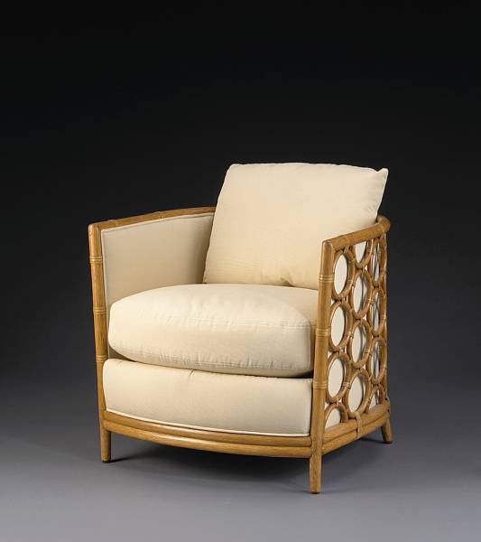 Appraisal: A Laura Kirar rattan 'Barrel' lounge chair McGuire Furniture Company