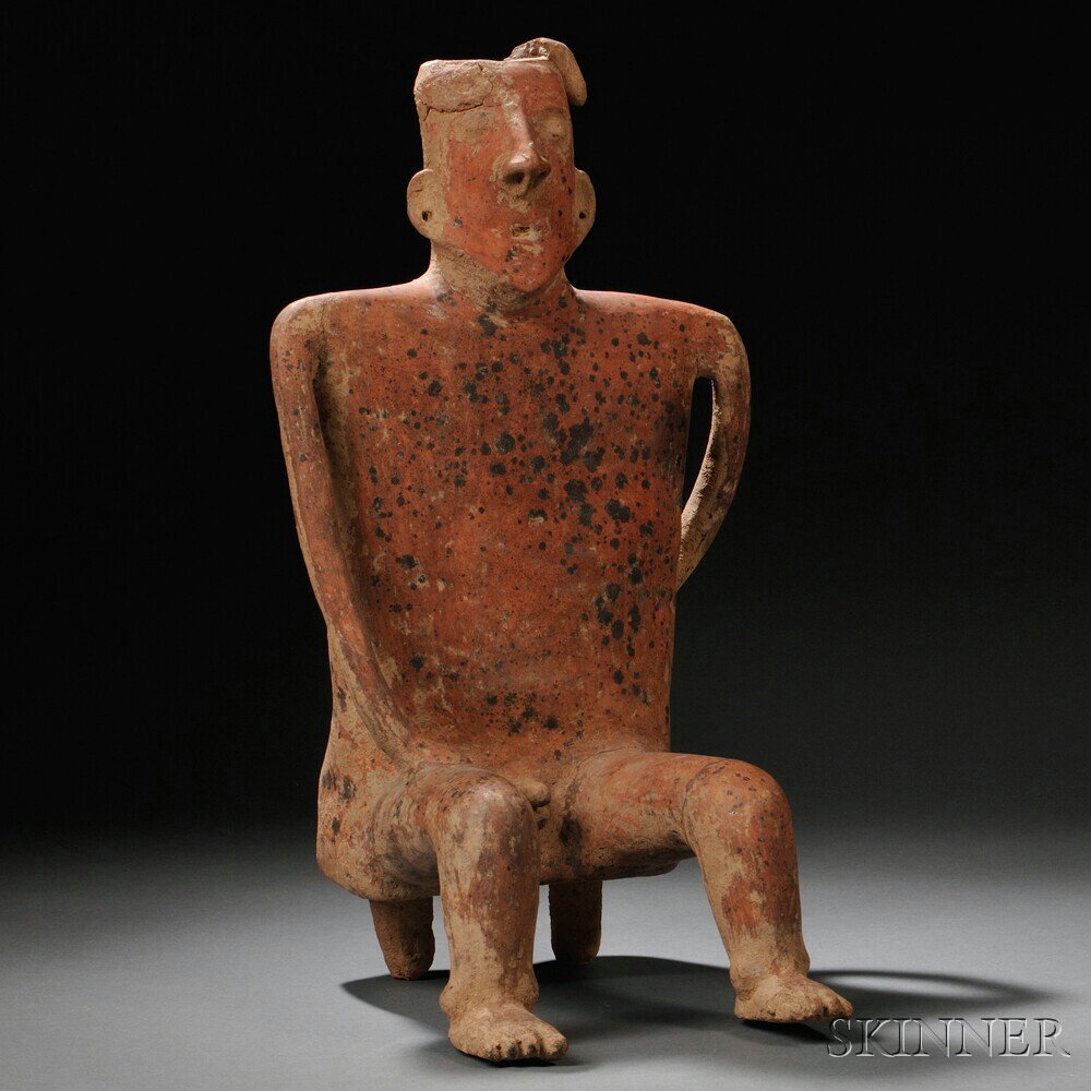 Appraisal: Large Colima Seated Male Figure western Mexico c B C