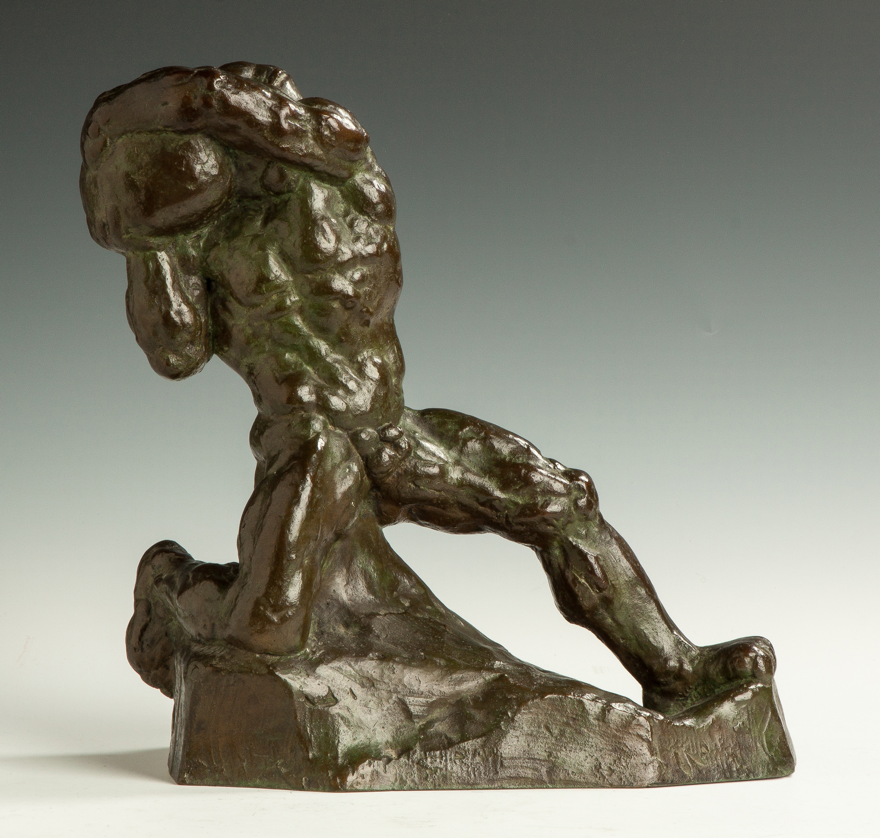 Appraisal: Ivan Me trovi Croatian - Male Figure with Boulder th