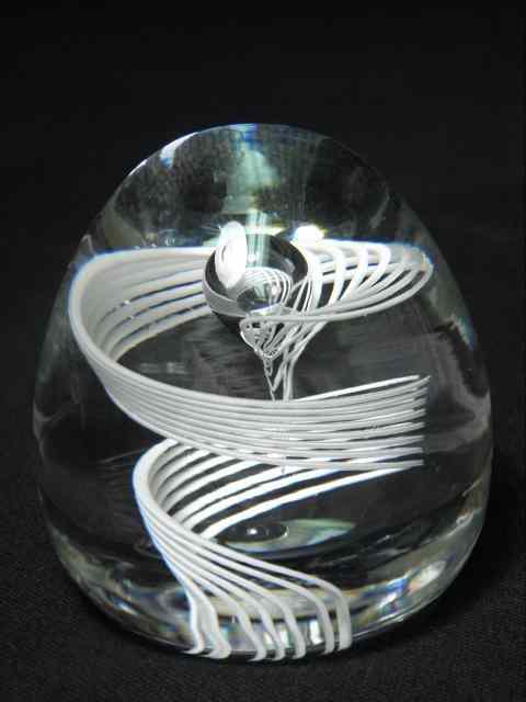 Appraisal: Steuben art glass paperweight titled ''Cane'' Features eight twisting swirled