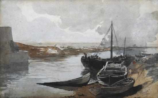 Appraisal: John Glover - Punts on the Tamar watercolour titled verso