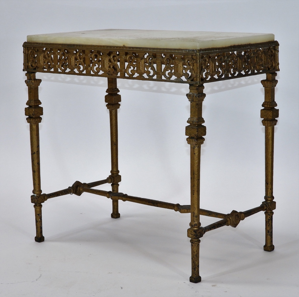 Appraisal: ART NOUVEAU GILT BRASS ALABASTER CONSOLE TABLE United States Early