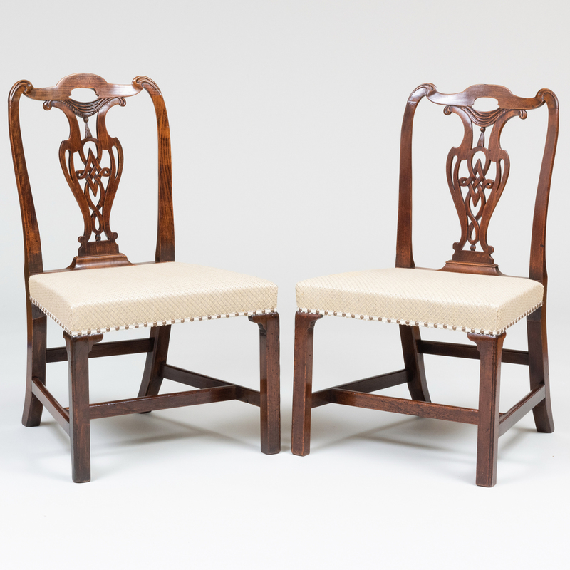 Appraisal: Matched Pair of George III Style Mahogany Side Chairs possibly