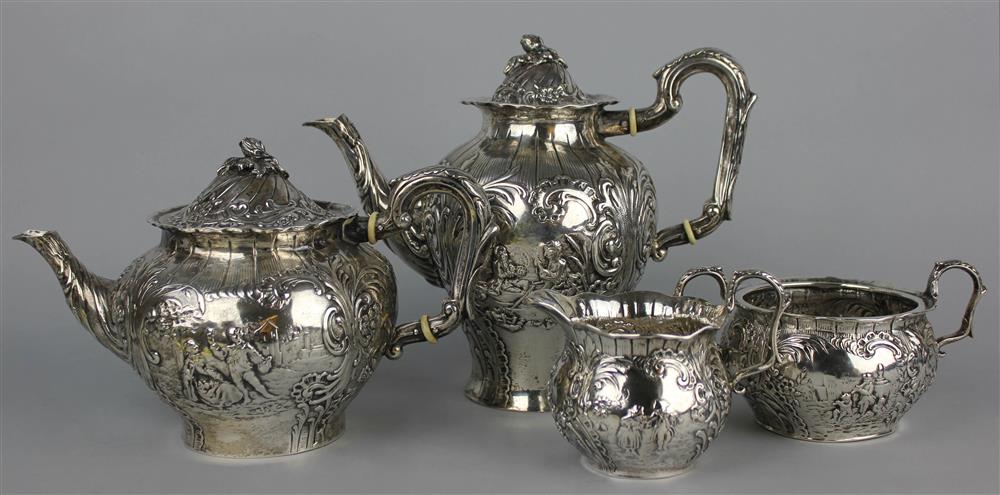 Appraisal: NORWEGIAN SILVER TEA AND COFFEE SERVICE with fineness mark and