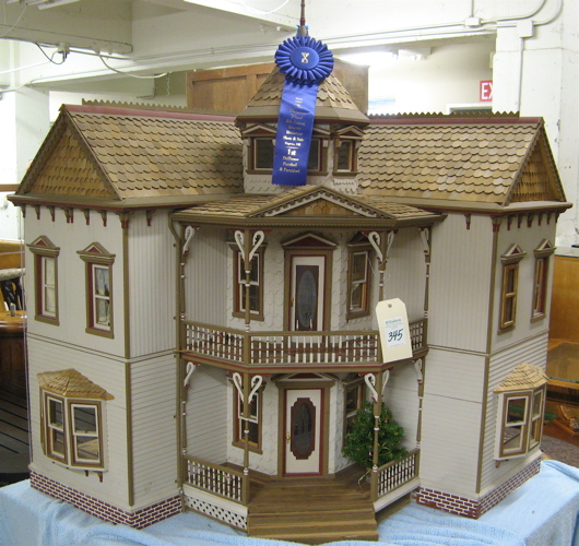 Appraisal: VICTORIAN STYLE DOLLHOUSE WITH FURNISHINGS a st prize blue ribbon