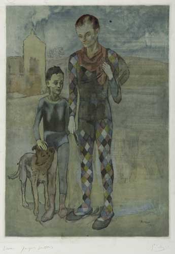 Appraisal: PABLO PICASSO after Les Saltimbanques Color etching and aquatint x