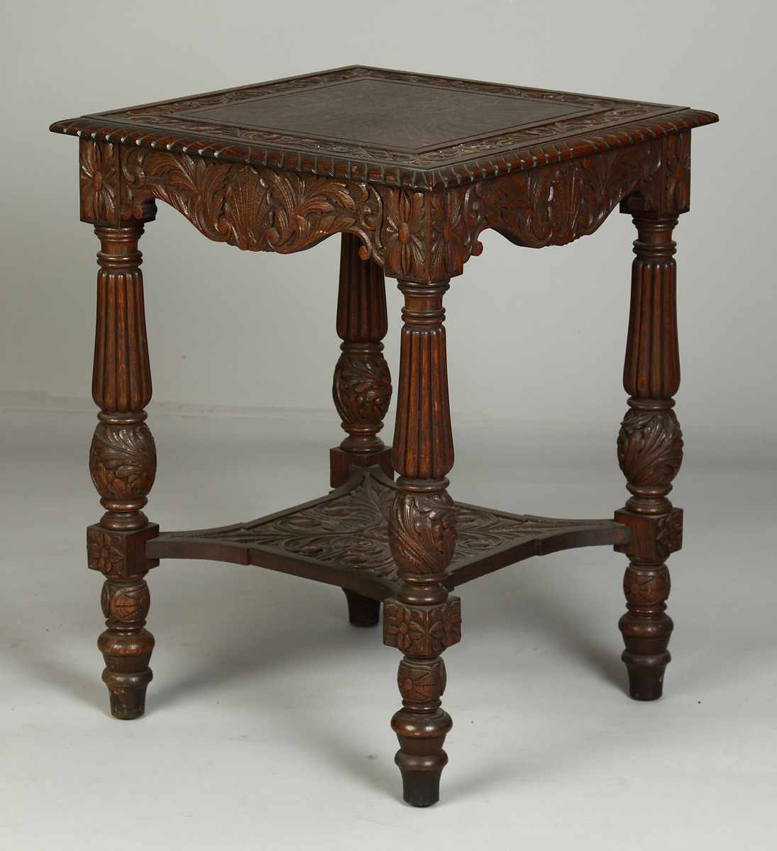 Appraisal: Horner Carved Oak Side Table C On underside in red