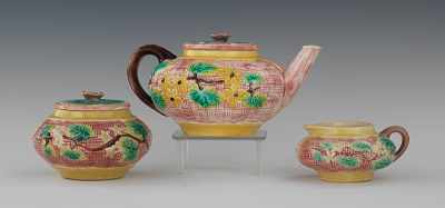 Appraisal: A Majolica -Piece Tea Set Including a - D teapot