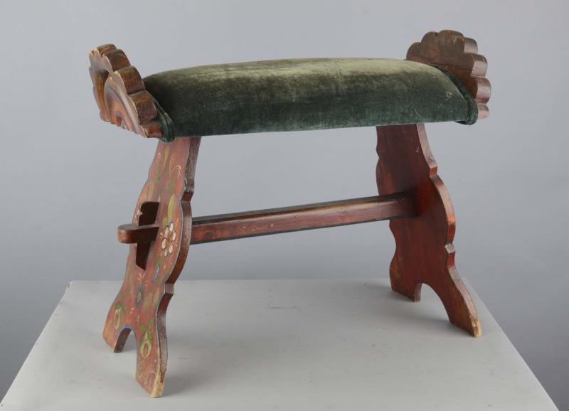 Appraisal: Antique Painted Wooden Child's Bench This bench is made of