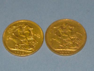 Appraisal: TWO GOLD SOVEREIGNS dated and