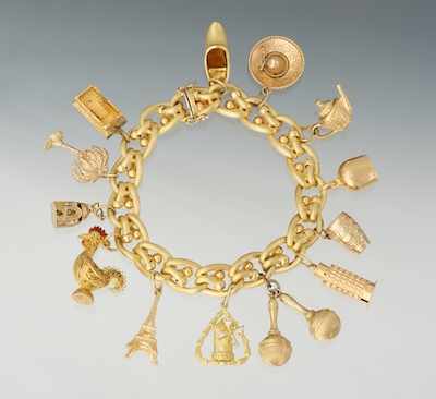 Appraisal: A Retro Heavy k Gold Charm Bracelet k yellow gold