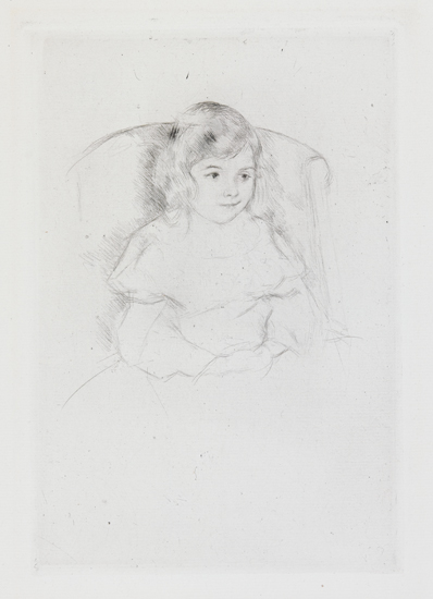 Appraisal: MARY CASSATT Sara Smiling Drypoint on cream wove paper circa