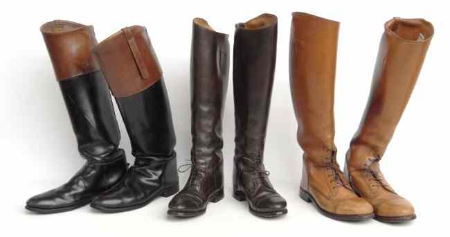 Appraisal: Lot three pair riding boots one pair marked '' Freling