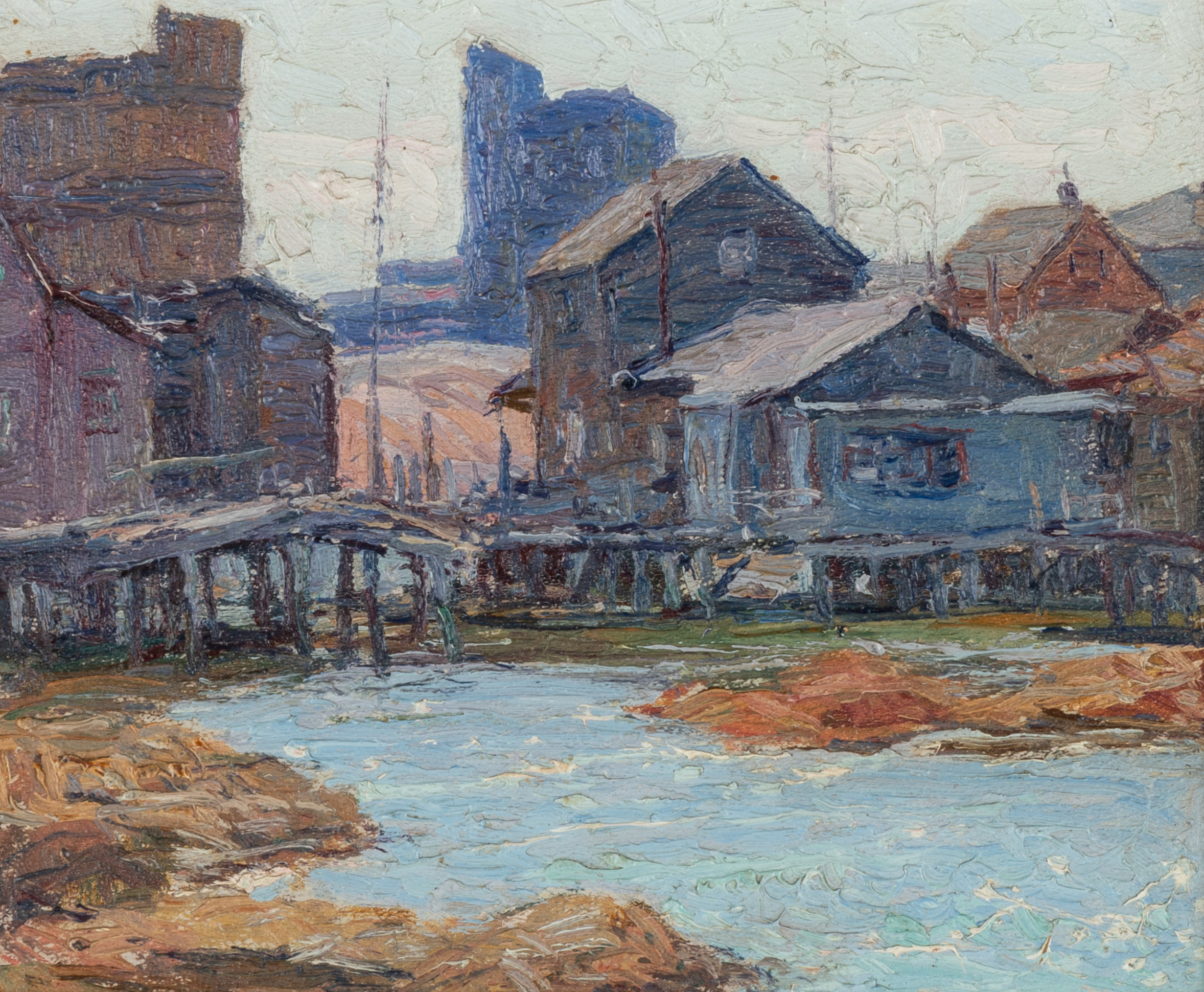 Appraisal: GEORGE RENOUARD AMERICAN - HARBOUR SCENE Oil on artist board