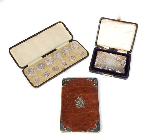 Appraisal: A group of miscellaneous silver items Comprising Victorian flask James