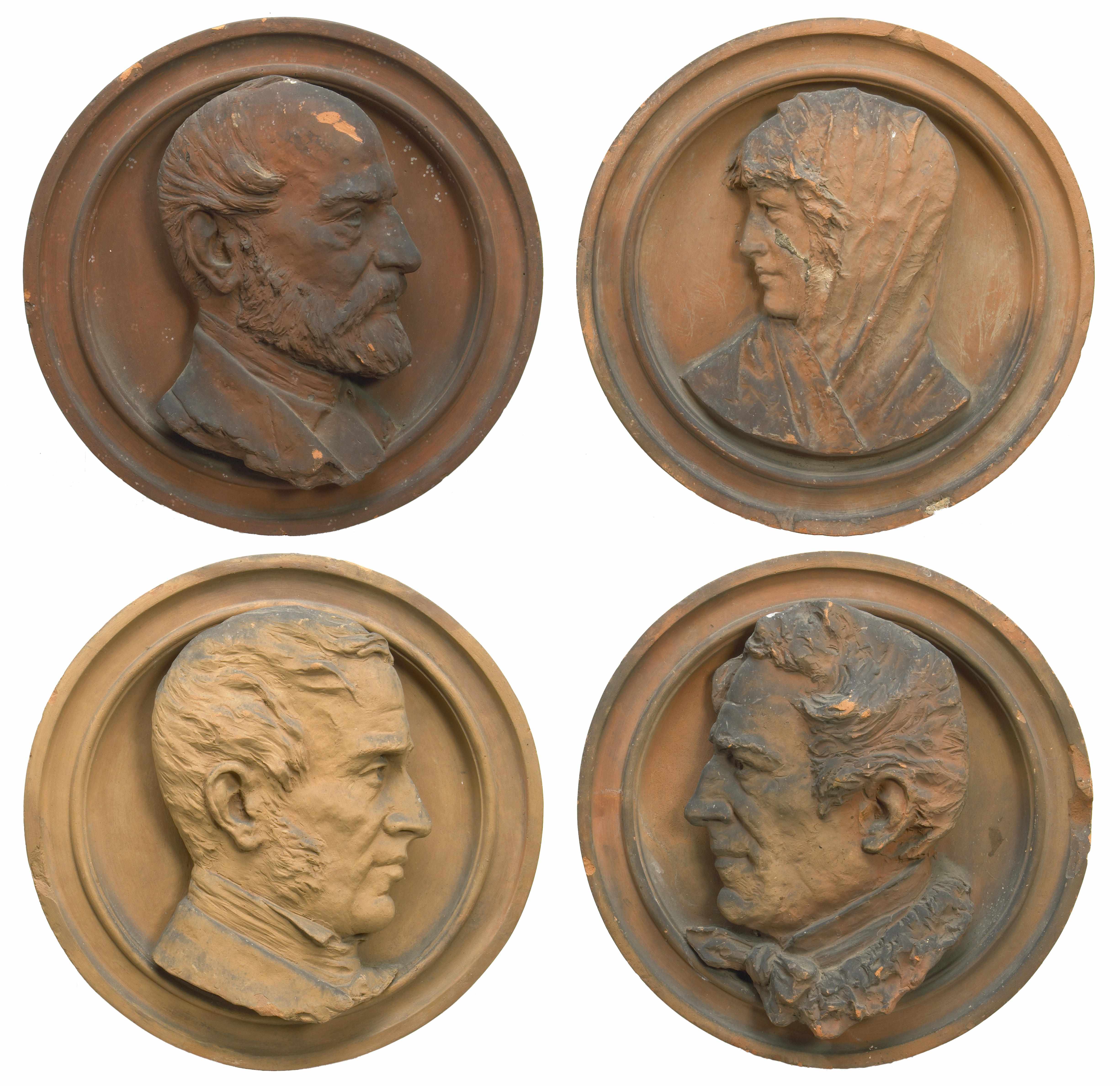 Appraisal: A set of seven Italian terracotta portrait plaques early th