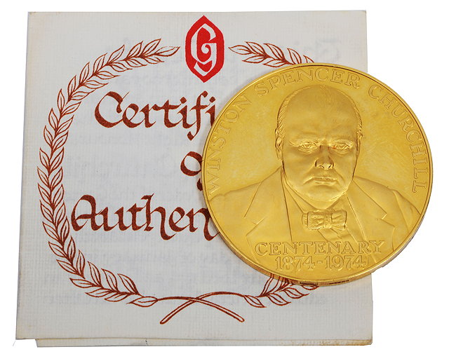 Appraisal: A GOLD WINSTON SPENCER CHURCHILL CENTENARY MEDALLION - with limited