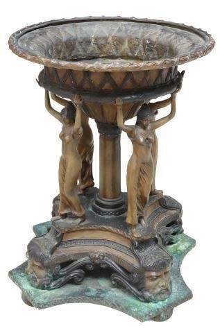 Appraisal: Neoclassical style figural bronze planter the circular bowl supported on