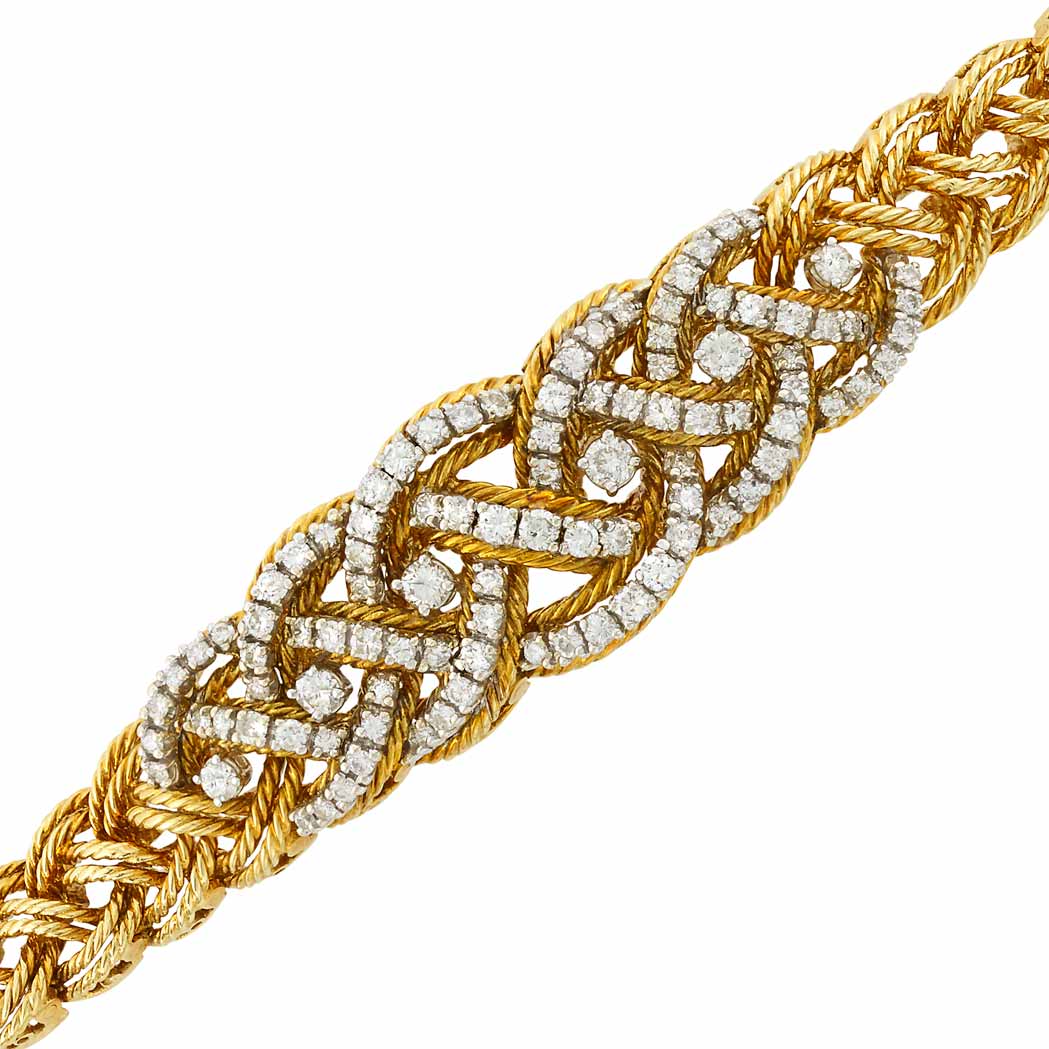 Appraisal: Gold and Diamond Bracelet round diamonds ap ct round diamonds