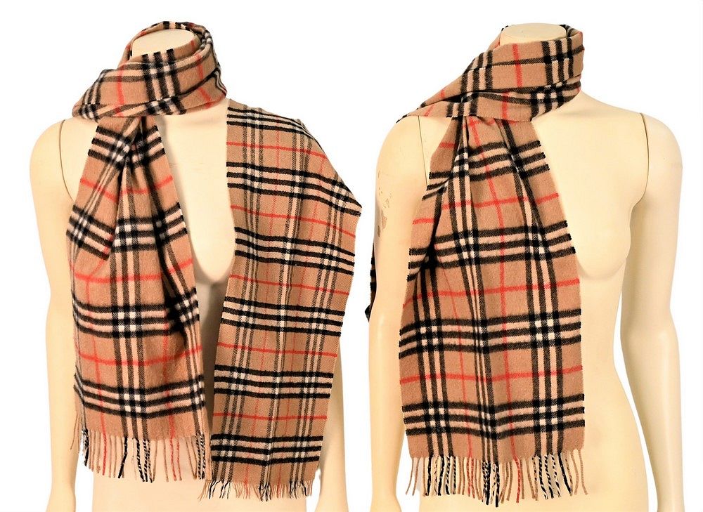 Appraisal: Three Classic Burberry Plaid Winter Scarves to include three plaid