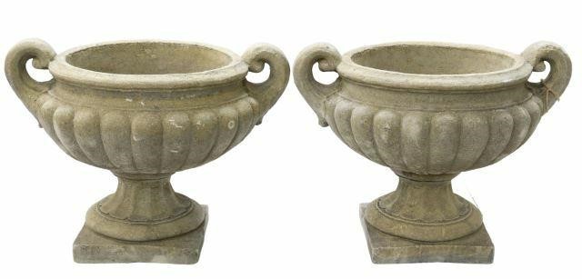 Appraisal: pair Cast stone garden statuary planters in the form of