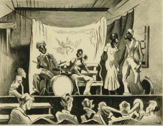 Appraisal: THOMAS HART BENTON - PENCIL SIGNED LITHOGRAPH Titled 'Minstrel Show'