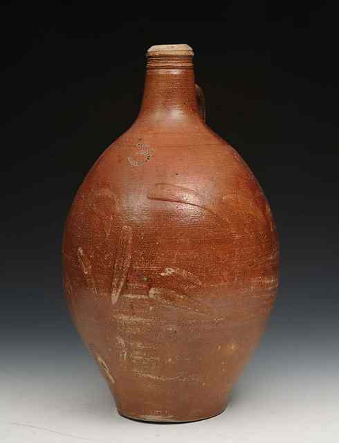 Appraisal: AN TH CENTURY SALT GLAZED STONEWARE BOTTLE of ovoid form