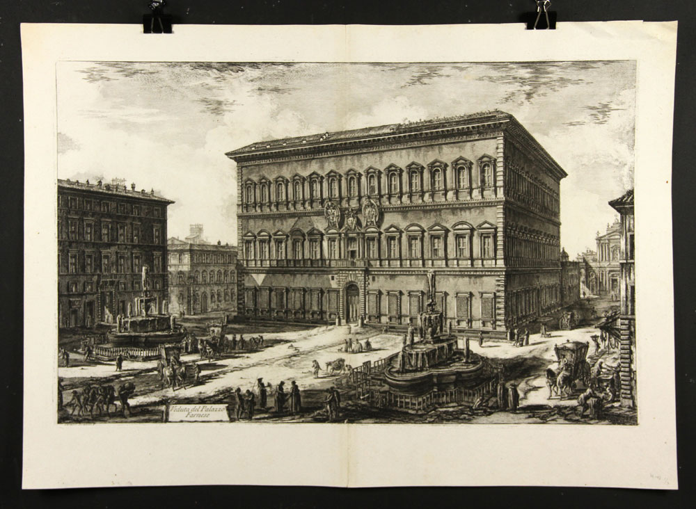 Appraisal: - Piranesi Veduta del Palazzo Farnese Etching Giovanni Battista Piranesi