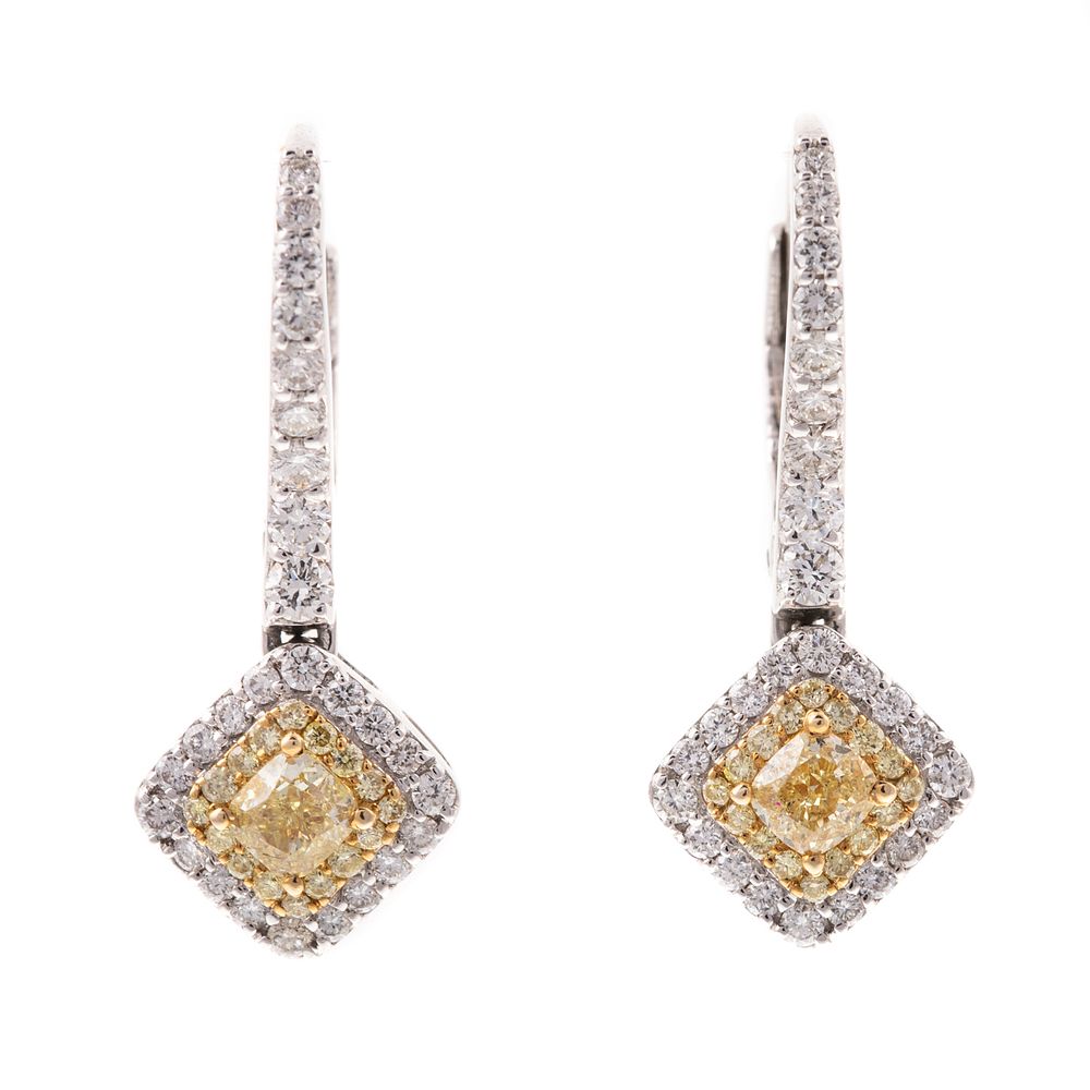 Appraisal: A Pair of K Fancy Yellow Diamond Drop Earrings K