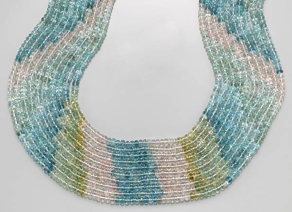 Appraisal: Multi-color Beryl Necklace Consisting of strands of uniform mm faceted