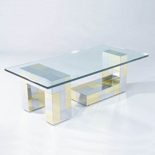 Appraisal: PAUL EVANS Cityscape coffee table with rectangular glass top on