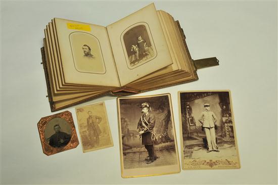 Appraisal: GROUP OF EARLY PHOTOGRAPHY American th century Two cabinet cards