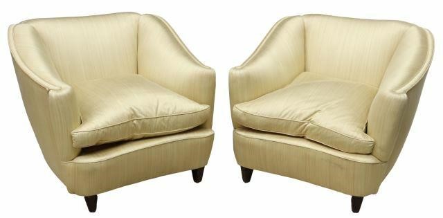 Appraisal: pair Italian mid-century modern armchairs attributed to Gio Ponti Italian