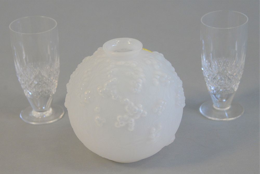 Appraisal: Nine piece lot to include one Lalique vase signed 'R