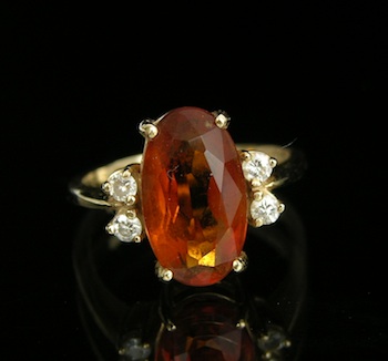 Appraisal: A Honey Color Citrine and Diamond Ring k yellow gold