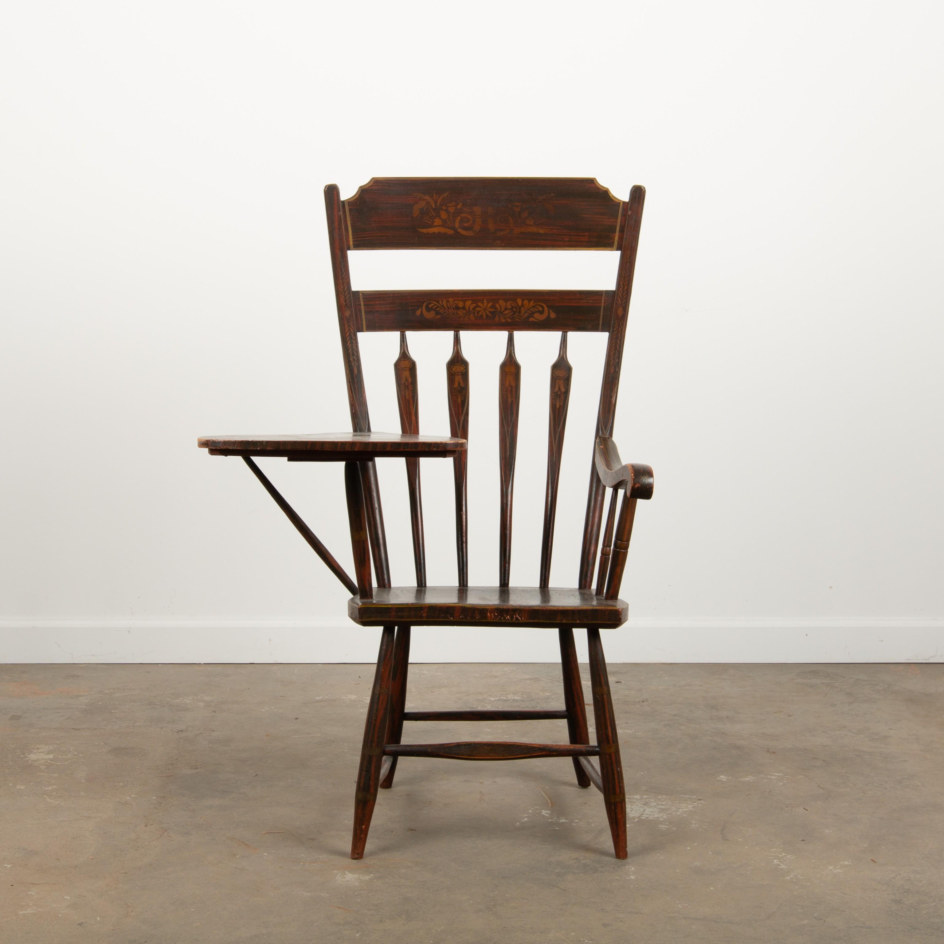 Appraisal: WRITING ARM WINDSOR CHAIR TH C A th century Windsor