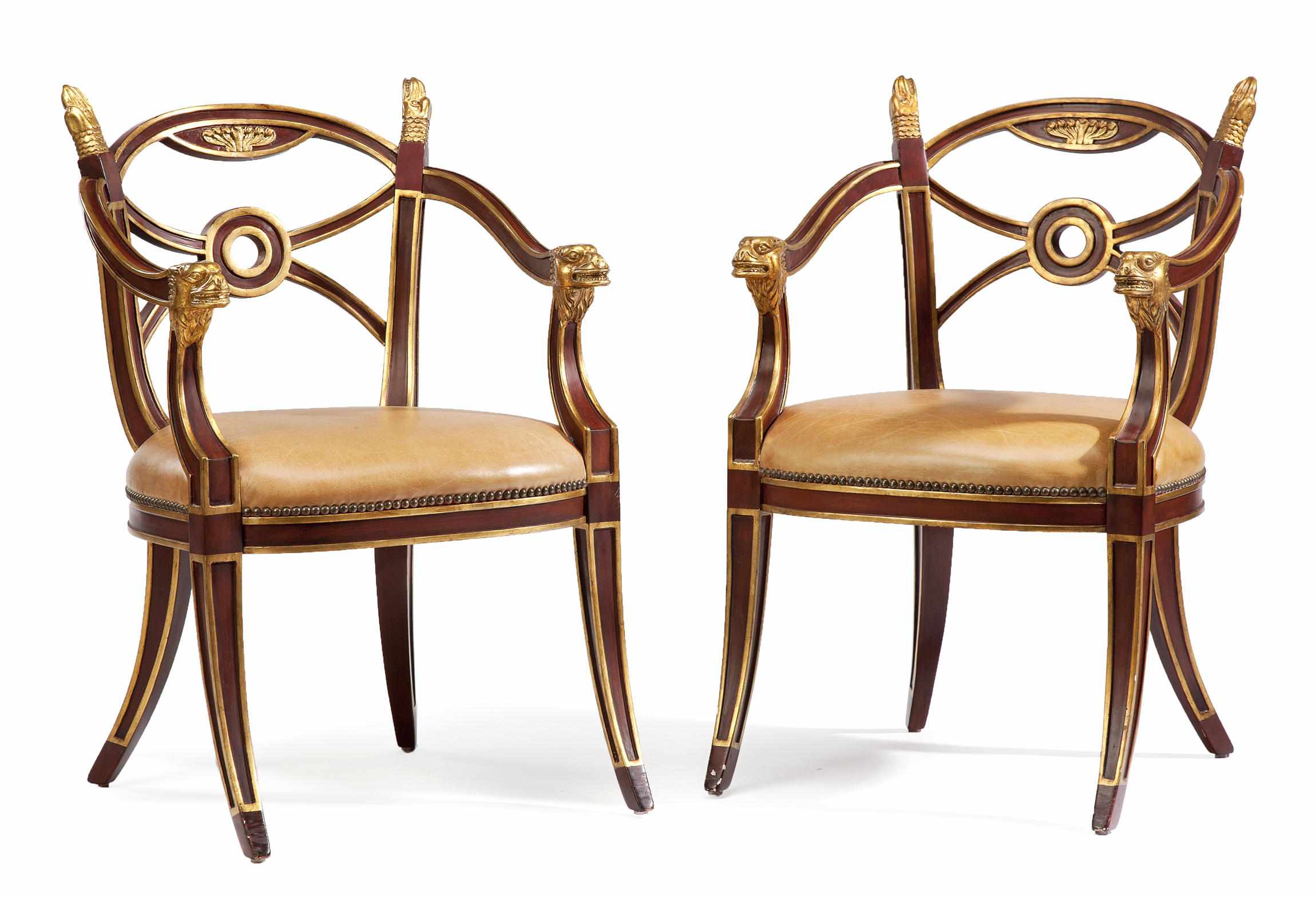 Appraisal: A pair of Neoclassical style parcel gilt and paint decorated