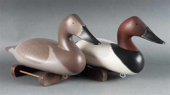 Appraisal: Pair of carved and painted wood Canvasback working duck decoys