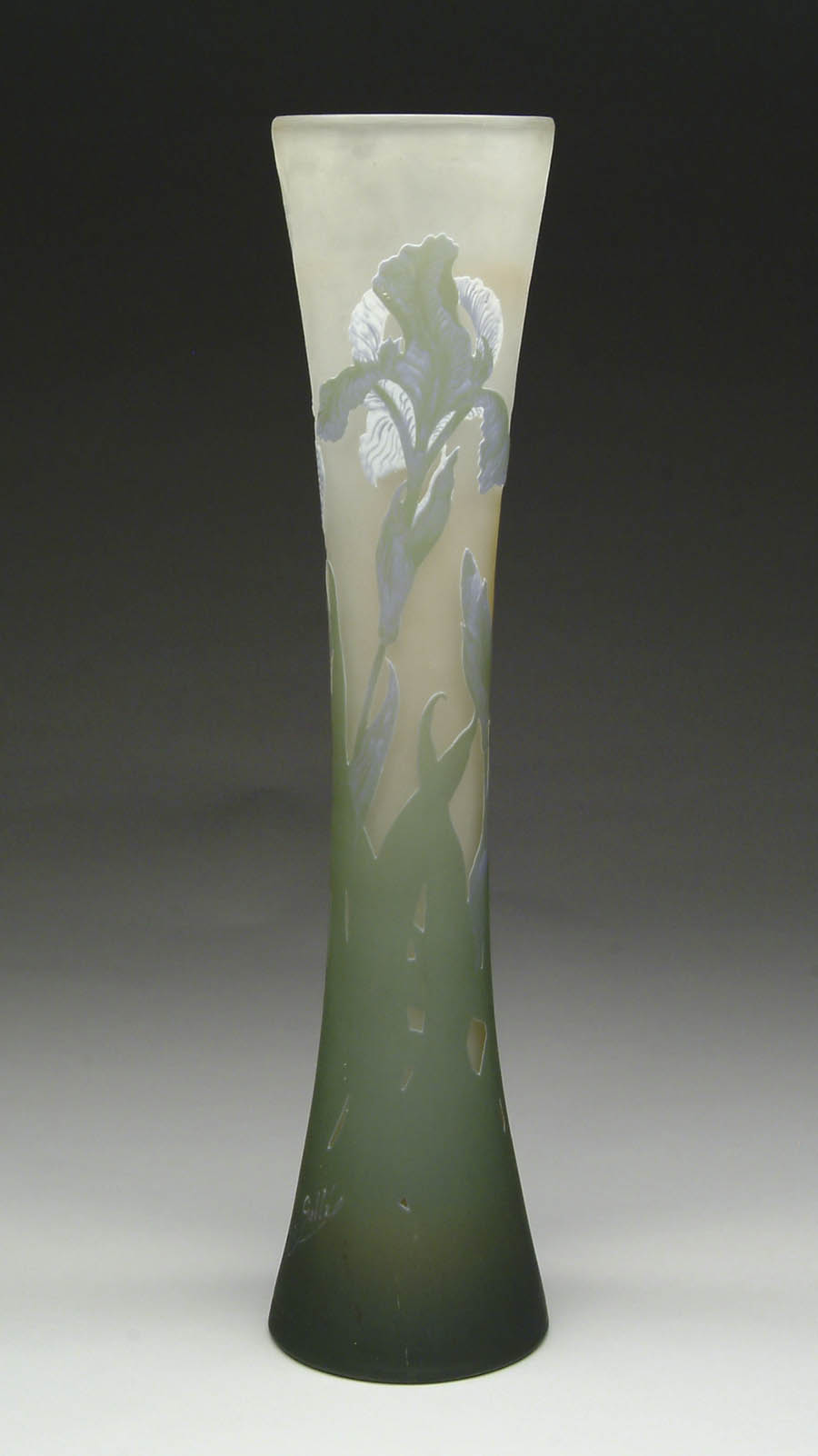 Appraisal: GALL FRENCH CAMEO VASE Unusual three-color pea green lavender and