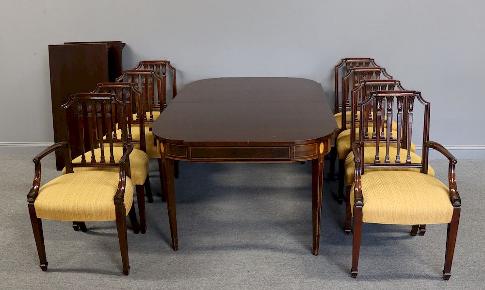 Appraisal: Beacon Hill Mahogany Dining Table Leaves And Chairs Arm chairs