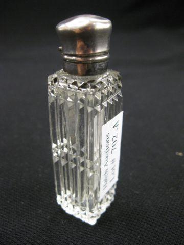 Appraisal: Sterling Silver Cut Glass Perfume Bottle purse style with inner