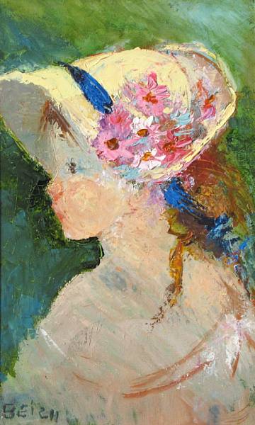 Appraisal: Mary Beich French American born Girl with a blue ribbon