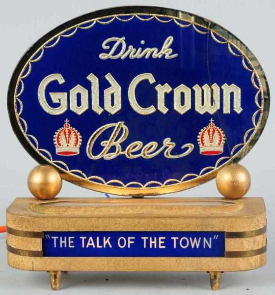 Appraisal: Gold Crown Beer Reverse Glass Light-Up Sign Glass has lifting