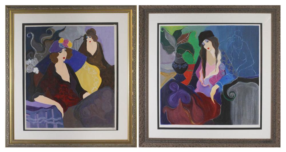 Appraisal: ITZCHAK TARKAY Servia Israel - two serigraphs portraits of seated